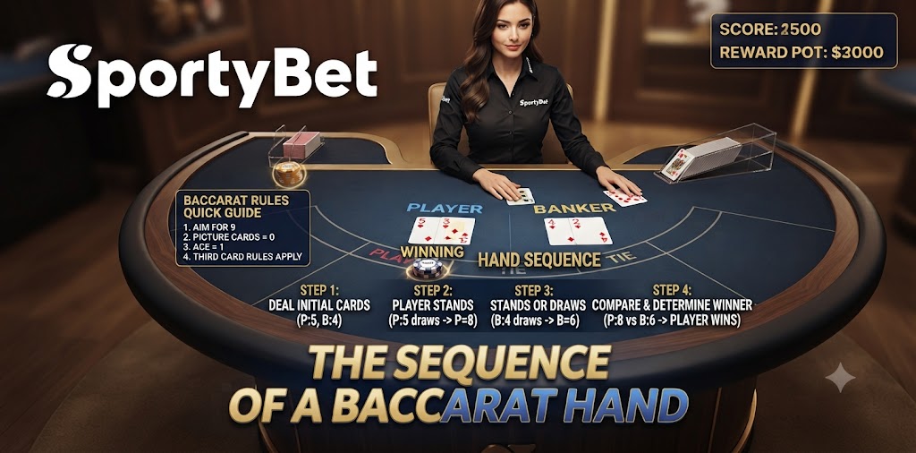 The sequence of a Baccarat hand